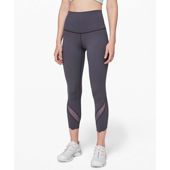 Lululemon Womens Fold Over Waist Leggings Size 6 Dusty Purple Cropped Stretch - Picture 1 of 8